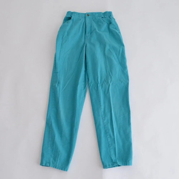 Vintage Lady Footlocker Casuals Teal Straight Leg High-Waisted Pants  S - Picture 1 of 13
